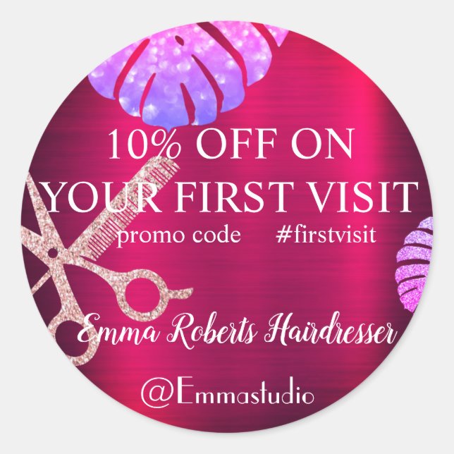 Redonda Oferta de venta de descuento Pegatina redondo clás (Anverso)