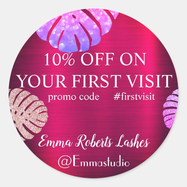 Redonda Oferta de venta de descuento Pegatina redondo clás (Anverso)