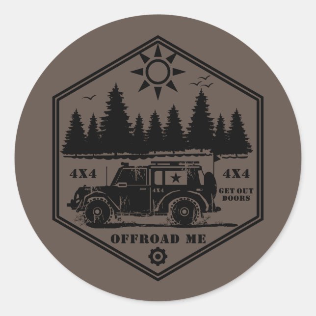 Redonda OFF ROAD ME Wilderness Bb Classic Round Pegatina (Anverso)