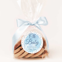 Oh Baby Blue Moon & Stars Pegatina de Baby Shower