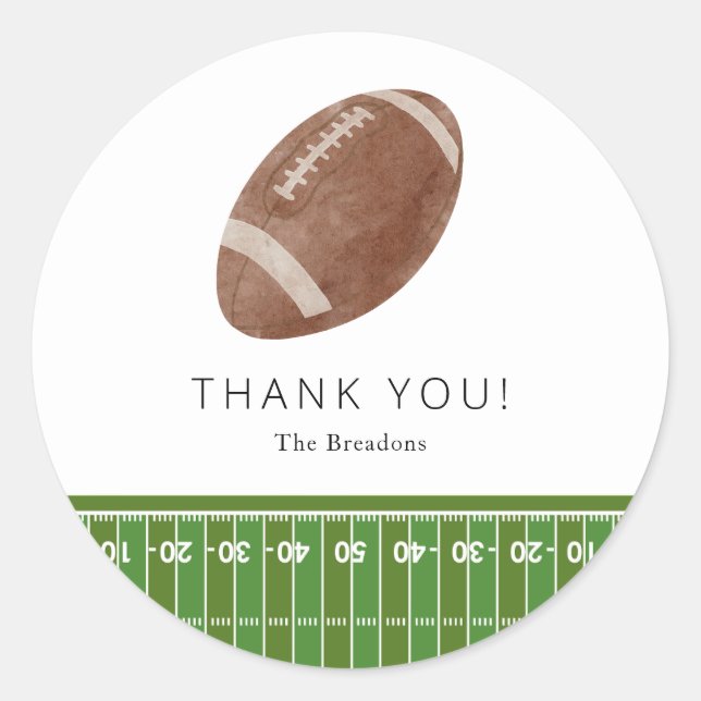 Redonda Oh Boy football Bebé ducha gracias pegatina (Anverso)