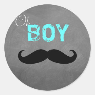 Redonda Oh Boy Mustache Pegatina