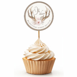Redonda Oh Deer Baby Shower Favor Pegatina - Agua de Woodl