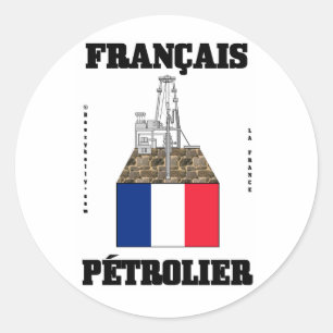 Redonda Oilman francés, pegatina del campo petrolífero,