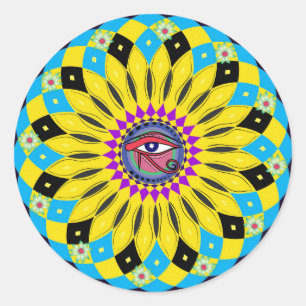 Redonda Ojo de Horus Sunflower Mandala Pegatina de arte