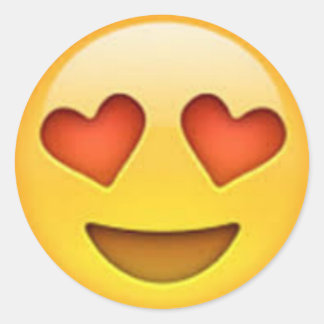 Redonda Ojos cardíacos pegatina de Emoji