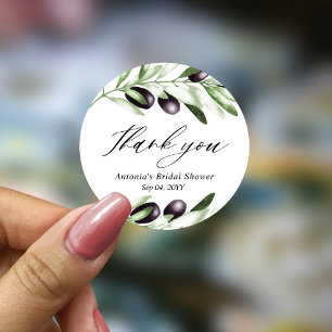 Redonda Olive Branch Bridal Shower Classic Round Pegatina