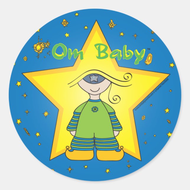 Redonda Om Baby Pequeño pegatina (Anverso)