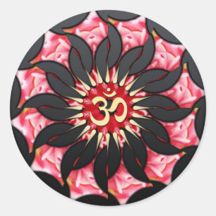Redonda Om Black Rosa Espiritual Art Pegatina