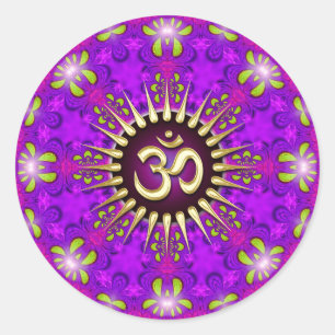 Redonda Om Purple Pink Mandala Pegatina de Yoga