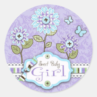 Redonda Organza Flowers Pegatina Lav