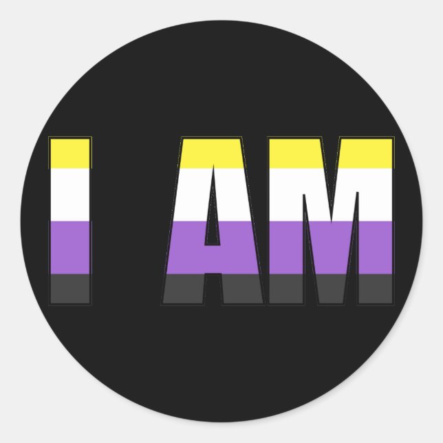 Redonda Orgullo no binario Soy Pegatina redondo clásico (Anverso)