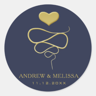 Redonda Ornamento Faux Gold  Pegatina Boda de la Marina