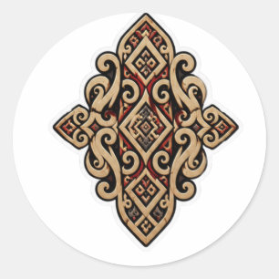REDONDA ORNAMENTO TRIBAL DAYAK PEGATINA STICKER