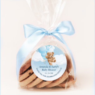 Redonda Osito de peluche azul con pegatina de globos