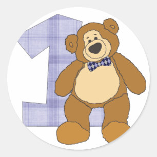 Redonda Oso con 1 Pegatina de círculo