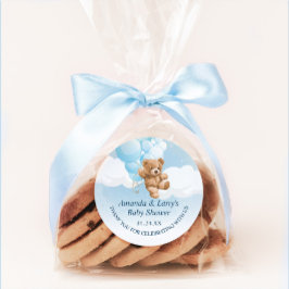 Redonda Oso de peluche azul con Pegatina de globos