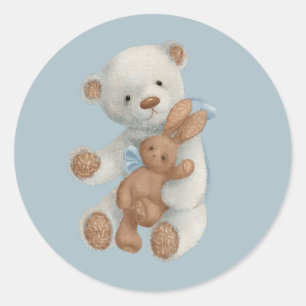 Redonda Oso de peluche blanco con Pegatina redondo clásico