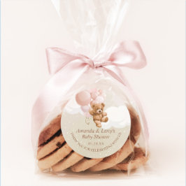 Redonda Oso de peluche con Pegatina de globos rosados de R