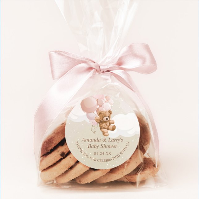 Redonda Oso de peluche con Pegatina de globos rosados de R (Subido por el creador)