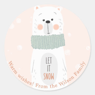 Redonda Oso polar - Pegatina navideña personalizada