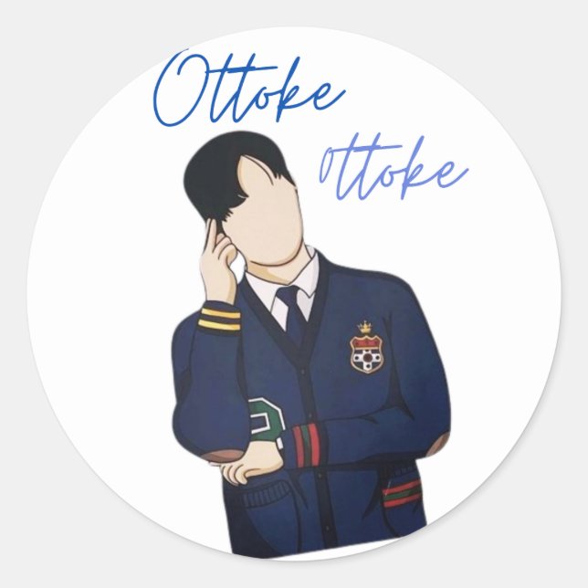 Redonda Ottoke Ottoke K-Drama Escenario Pegatina - Cute, F (Anverso)