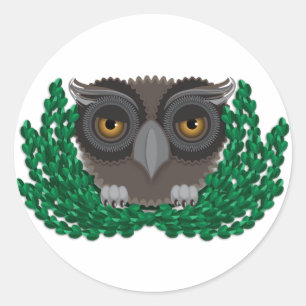 Redonda Owl pegatina