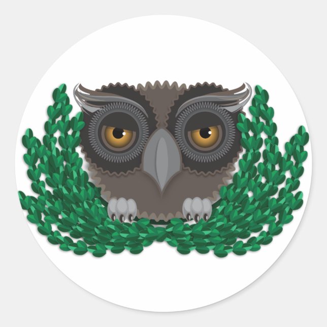 Redonda Owl pegatina (Anverso)