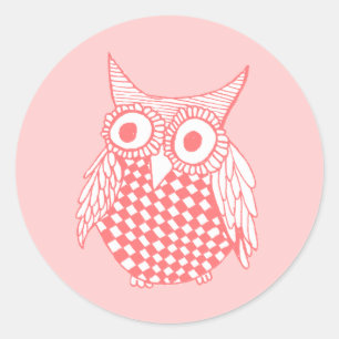Redonda Owl Pegatina