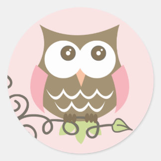 Redonda Owl Pegatina
