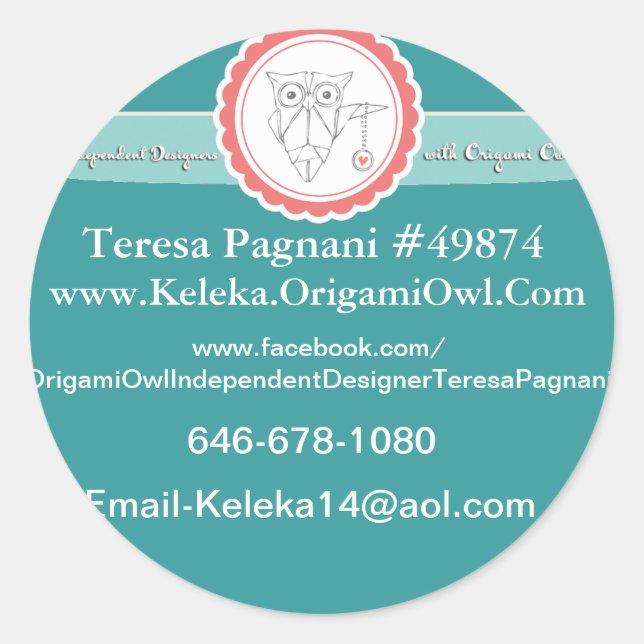 Redonda Owl Pegatina (Anverso)