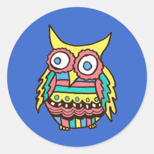 Redonda Owl Pegatina
