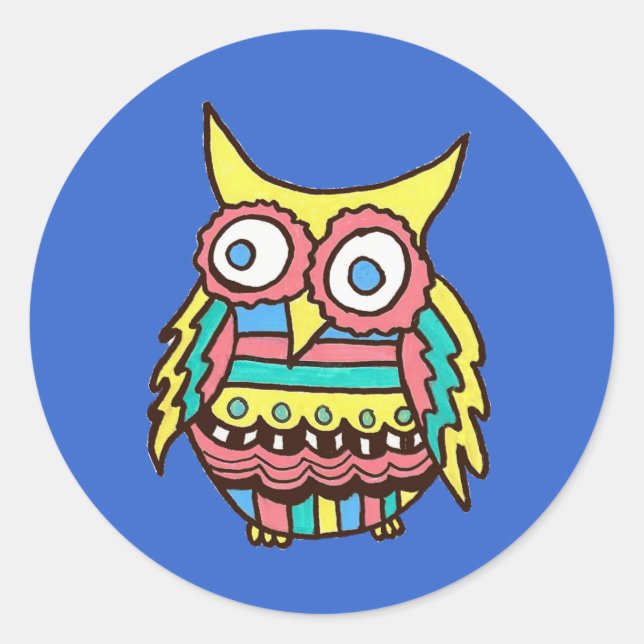Redonda Owl Pegatina (Anverso)