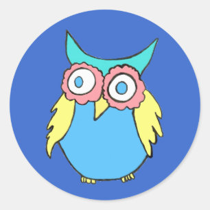 Redonda Owl Pegatina