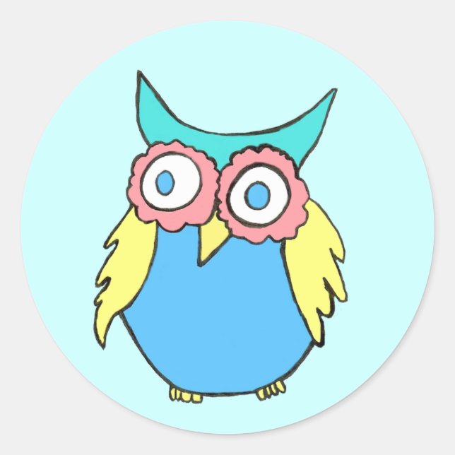 Redonda Owl Pegatina (Anverso)