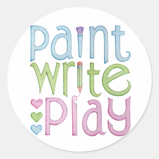 Redonda Paint Write Play Pegatina (Anverso)