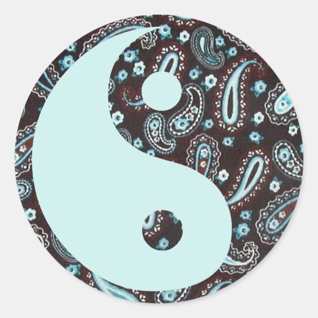 Redonda Paisley Dreams Yin y Yang Pegatina (Anverso)