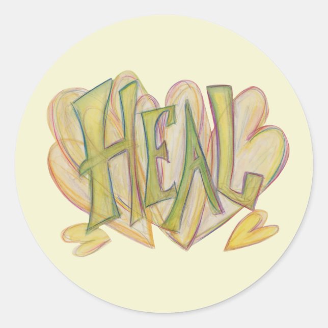 Redonda Palabra curativa Arte Decal Inspirador Pegatina (Anverso)