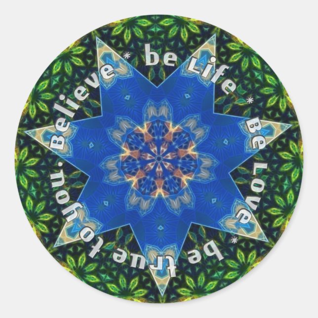 Redonda Palabras de sabiduría - Ser Pegatina de vida (Anverso)