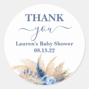 Redonda Pampas Grass Boy Baby Shower Round Pegatina