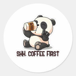 Redonda Panda Coffee Primera Pegatina