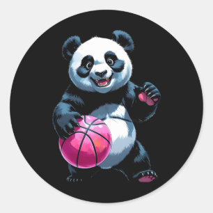 Redonda Panda Hoops - Pegatina Cute Básquetbol
