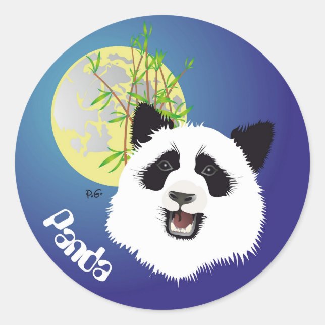 Redonda Panda pegatina (Ailuropoda melanoleuca) (Anverso)