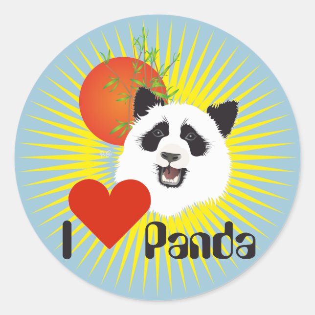 Redonda Panda pegatina (Ailuropoda melanoleuca) (Anverso)