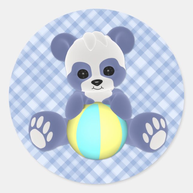 Redonda Panda Pegatina infantil juguetón (Anverso)