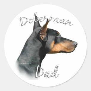 Redonda Papá Doberman negro - Pegatina