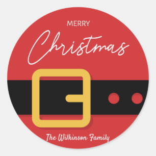 Redonda Papá Noel Feliz Pegatina de Navidad - Personalizab