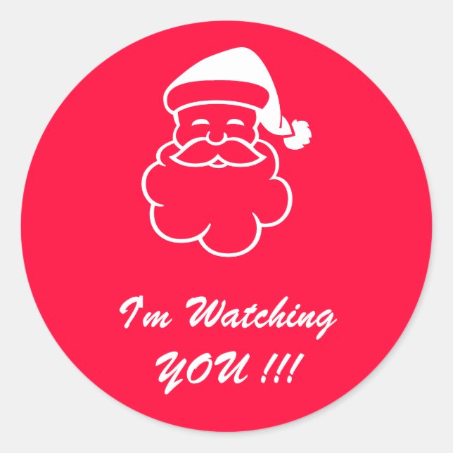 Redonda Papá Noel te vigila Pegatina (Anverso)