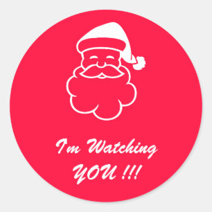 Redonda Papá Noel te vigila Pegatina
