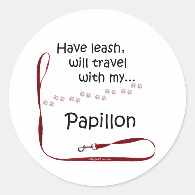 Redonda Papillon Travel Leash - Pegatina (Anverso)